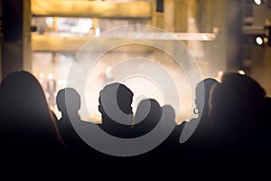 audience in the theater watching a play
