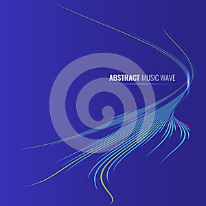 Audio album cover with abstract music waveform. Vector Illustration.