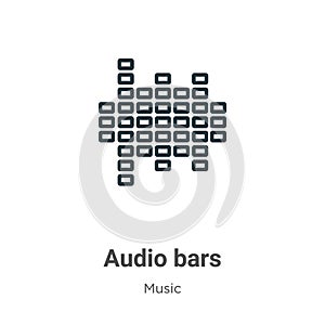 Audio bars outline vector icon. Thin line black audio bars icon, flat vector simple element illustration from editable music