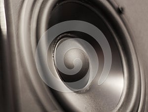 Audio bass speaker close up photo