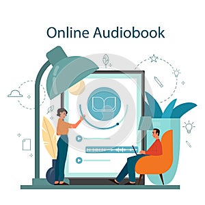 Audio book concept. Idea of online education and knowledge.