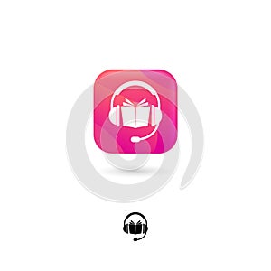 Audio book icon. Digital audio book logo. Online electronic library logo.