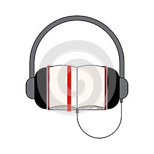 audio book. Podcast voice audio record. Education concept. Vector illustration.