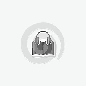 Audio book simple icon sticker isolated on gray background