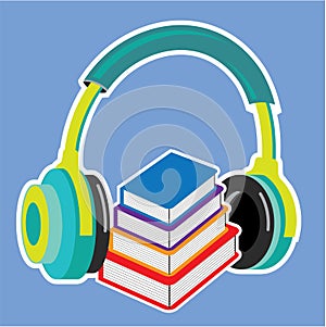 Audio books Headphones and Books Icon