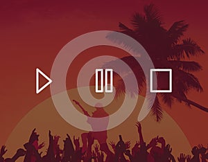 Audio Buttons Control Play Pause Stop Symbol Icons Concept