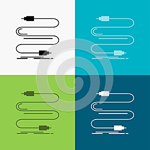 audio, cable, cord, sound, wire Icon Over Various Background. glyph style design, designed for web and app. Eps 10 vector