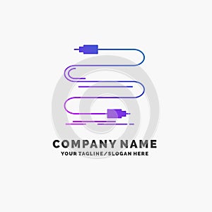 audio, cable, cord, sound, wire Purple Business Logo Template. Place for Tagline