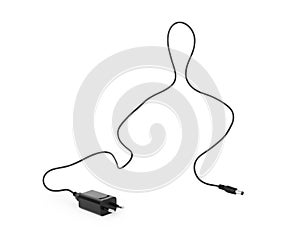 Audio cable with plug on white background