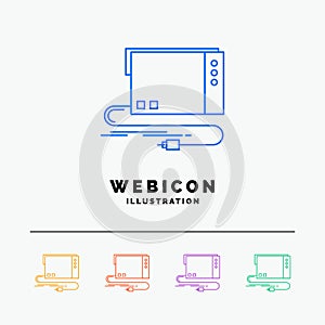 audio, card, external, interface, sound 5 Color Line Web Icon Template isolated on white. Vector illustration