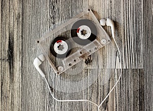 Audio casette with headphones