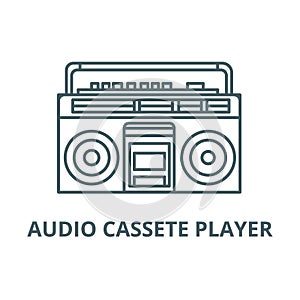 Audio cassete player line icon, vector. Audio cassete player outline sign, concept symbol, flat illustration