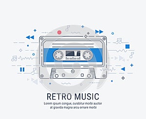 Audio cassette modern line art style.