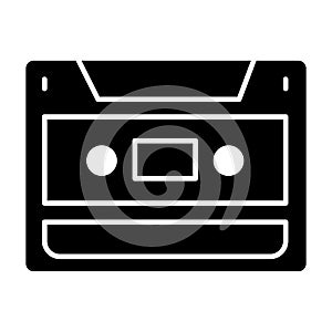 Audio cassette solid icon. Video cassette vector illustration isolated on white. Recorder glyph style design, designed