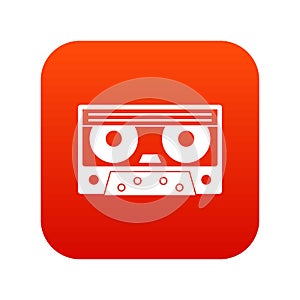 Audio cassette tape icon digital red