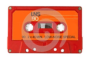 Audio cassette tape isolated old music retro player. Retro music audio cassette 80s