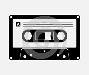 Audio cassette tape isolated vector old music retro player. Retro music audio cassette 80s blank mix photo