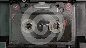 Audio Cassette Tape Playing Till The End, Close Up