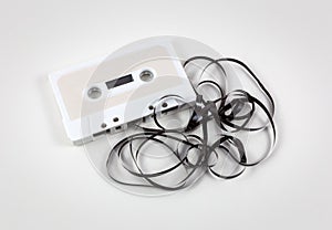 Audio cassette tape with pull-out tape