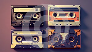 Audio cassette tapes, vintage vibes