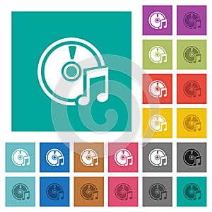 Audio CD square flat multi colored icons