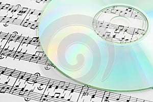 Audio CD and music notes photo