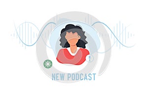 Audio chat conversation in clubhouse app concept. Woman new podcast vector illustration.