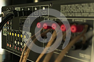 Audio connectors on the receiver of the audio system