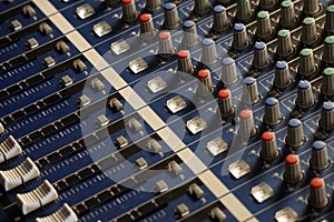 Audio console levels and effect knobs