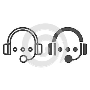 Audio course line and glyph icon. Headphones and play sign vector illustration isolated on white. Music outline style