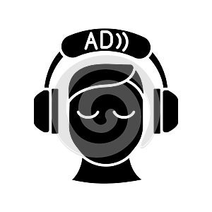 Audio description black glyph icon