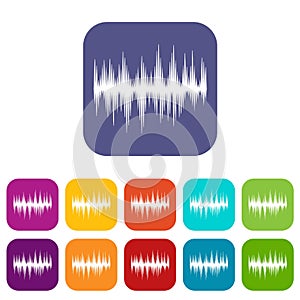 Audio digital equalizer technology icons set