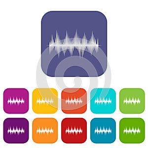 Audio digital equalizer technology icons set