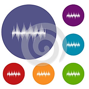 Audio digital equalizer technology icons set