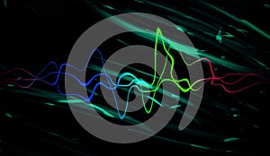 Audio digital equalizer technology, pulse musical. Abstract colorful sound waves for party, DJ, pub, clubs