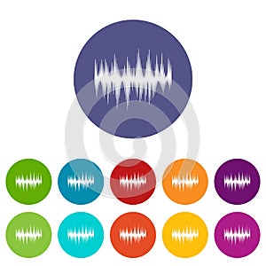 Audio digital equalizer technology set icons