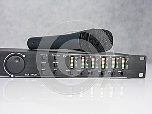 Audio DSP front panel with microphone photo