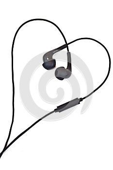 Audio earphones in shape of heart