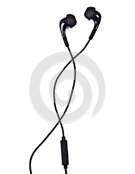 Audio earphones on white background photo