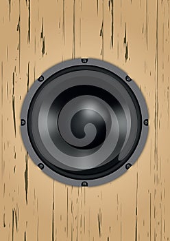 Audio Equipment Illustration: Speaker on Wood Box