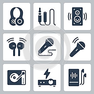 Audio Equipment Vector Icons in Glyph Style