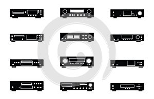 Audio equipments. Flat icons. Silhouette vector