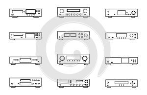 Audio equipments. Flat icons. Thin line vector