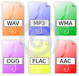 Audio format files icons