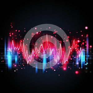 Audio frequency wave, neon Radio pulse curve design