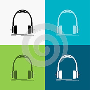 Audio, headphone, headphones, monitor, studio Icon Over Various Background. glyph style design, designed for web and app. Eps 10