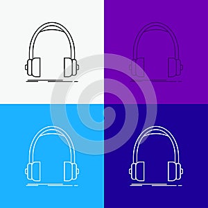 Audio, headphone, headphones, monitor, studio Icon Over Various Background. Line style design, designed for web and app. Eps 10