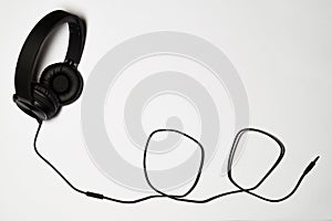 Audio headphones on white background