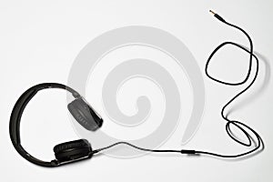 Audio headphones on white background