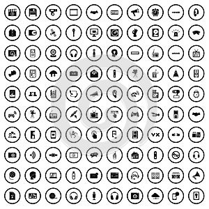 100 audio icons set, simple style